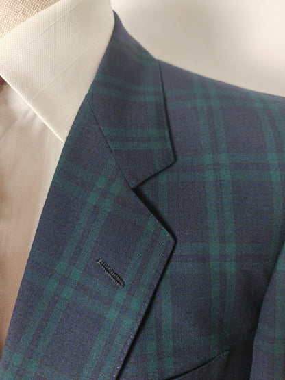 Giacca Corneliani anni '80 in fresco lana tartan black watch - tg 46/48