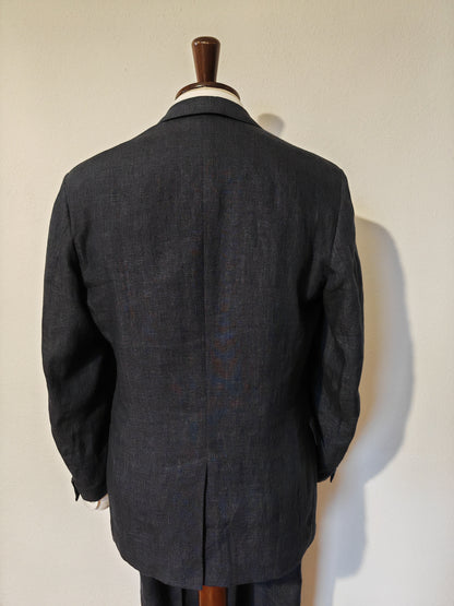 Blue suit, 100% linen - size 48