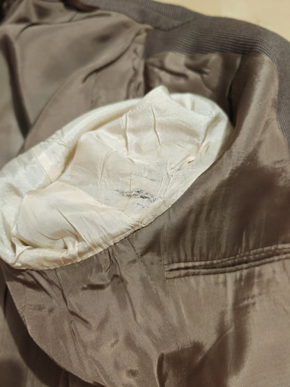 Completo 3 pezzi svasato anni '70 marrone spigato - tg. 44