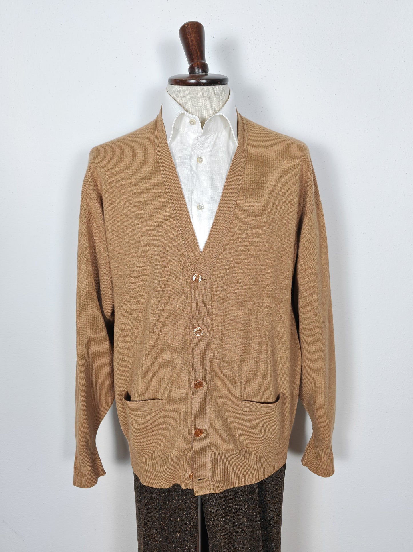 Cardigan William Lockie scozzese, 100% cammello - L/XL