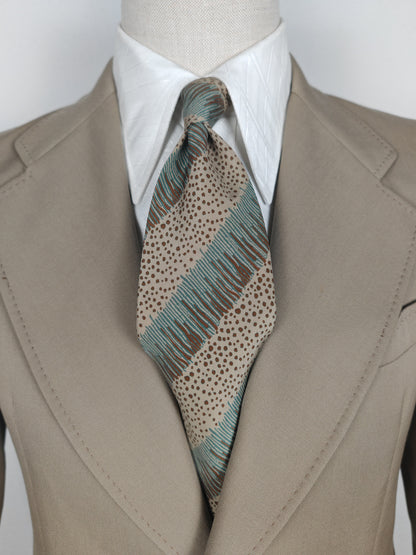 Cravatta Krizia verde salvia fantasia righe diagonali