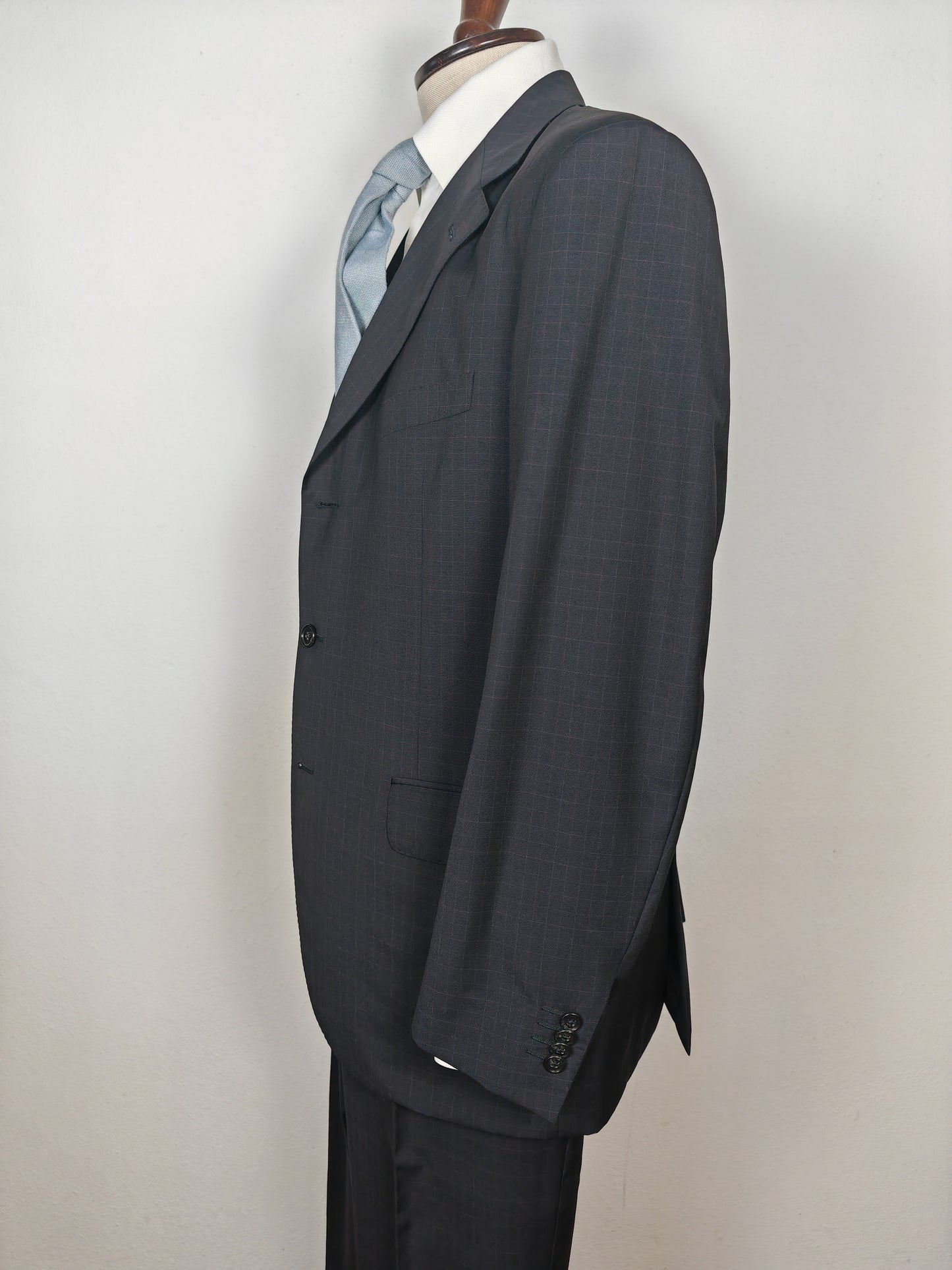 Completo Corneliani estivo in fresco lana blu a quadri - tg. 54