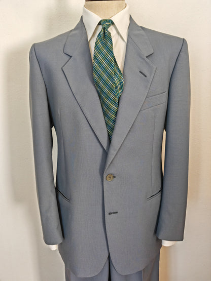 Completo anni '70 in tela di lana azzurro carta da zucchero - tg. 50