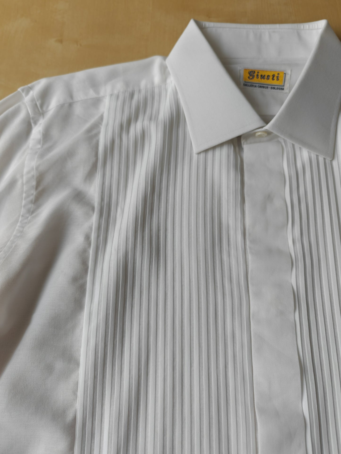 Camicia da smoking anni '70/'80 con sparato plissettato - tg. L collo 41