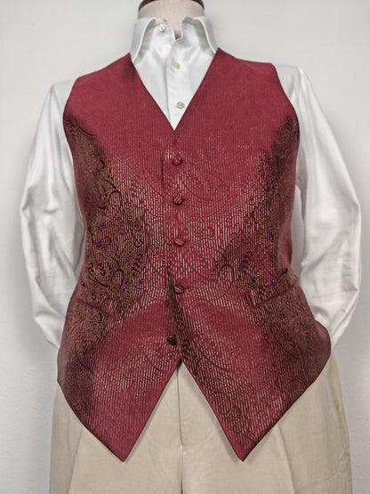 Panciotto anni '80 in pura seta canneté damascata - M