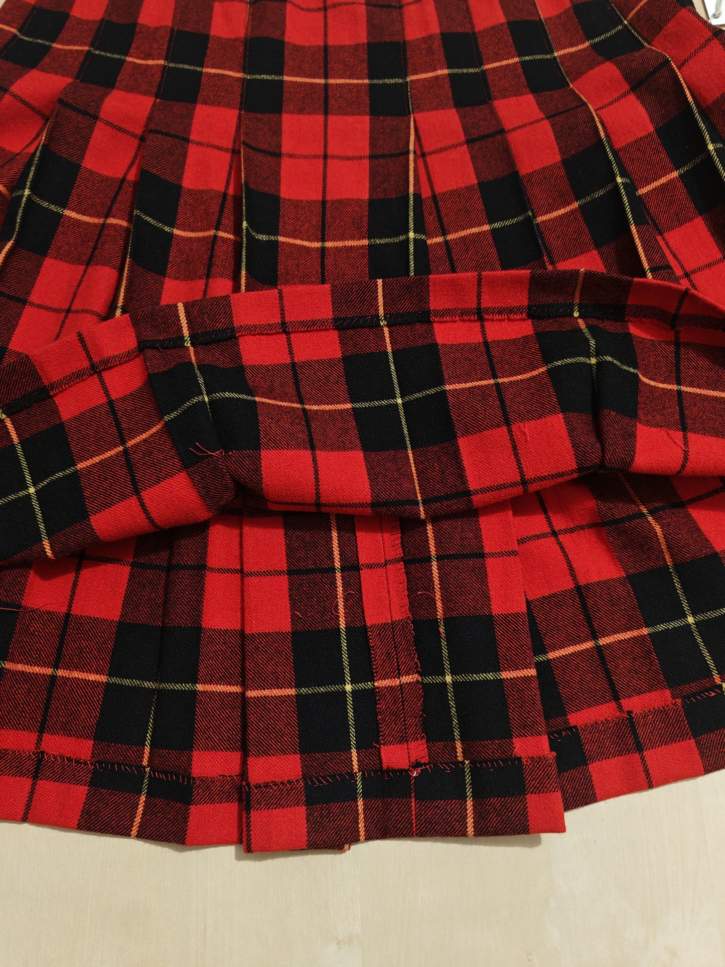 Gonna sartoriale vintage in panno di lana tartan - tg. 42/44