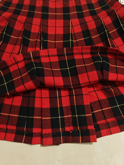 Gonna sartoriale vintage in panno di lana tartan - tg. 42/44