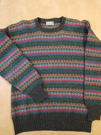 Maglione scozzese tipo Fair Isle in 100% lana shetland - L/XL