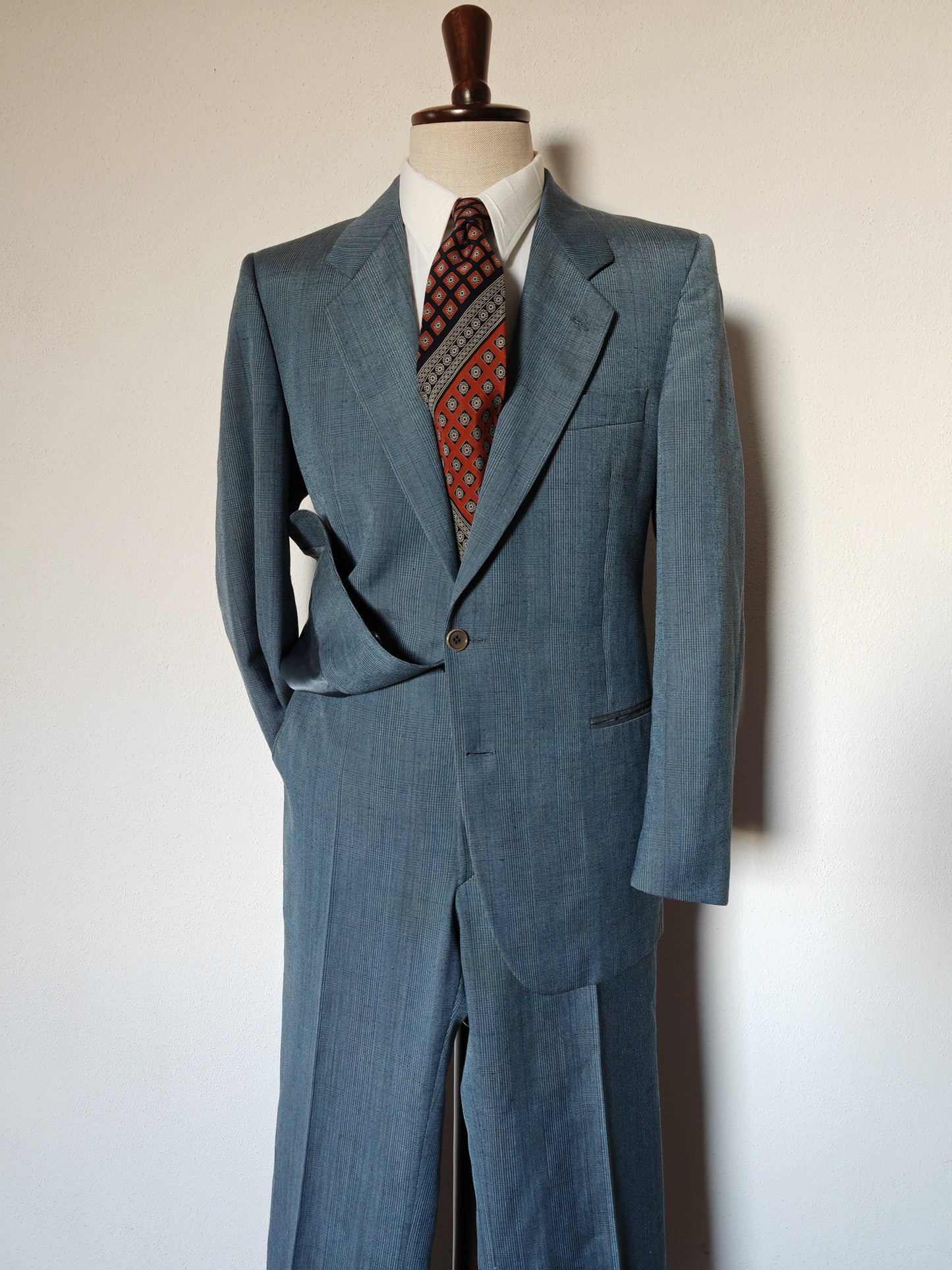 Vintage 70s mid-season suit, flared - size 52 ITA