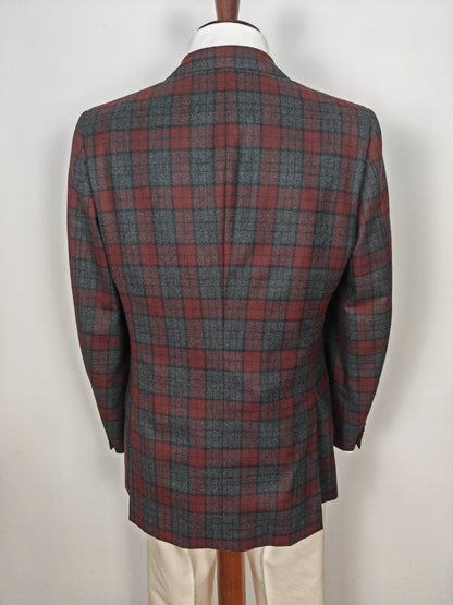 Tartan blazer Simon Ackerman anni '70 con panciotto abbinato - tg. 48/50