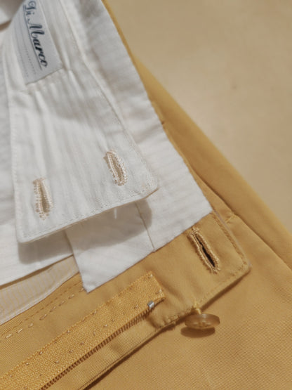 Pantalone sartoriale su misura in twill di cotone giallo crema - tg. 48