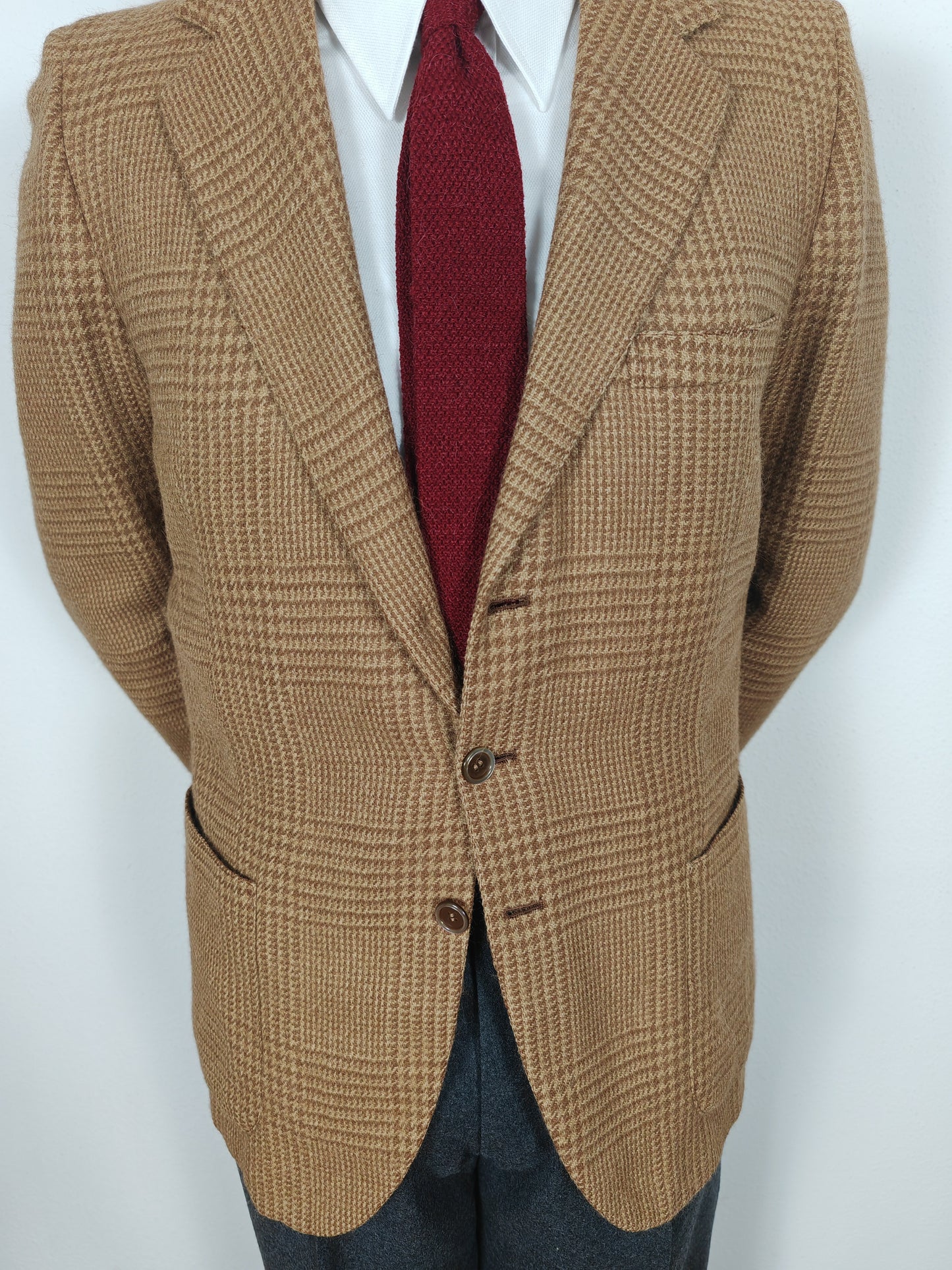 Giacca sartoriale anni '60 Glen check in lana e mohair - tg. 48