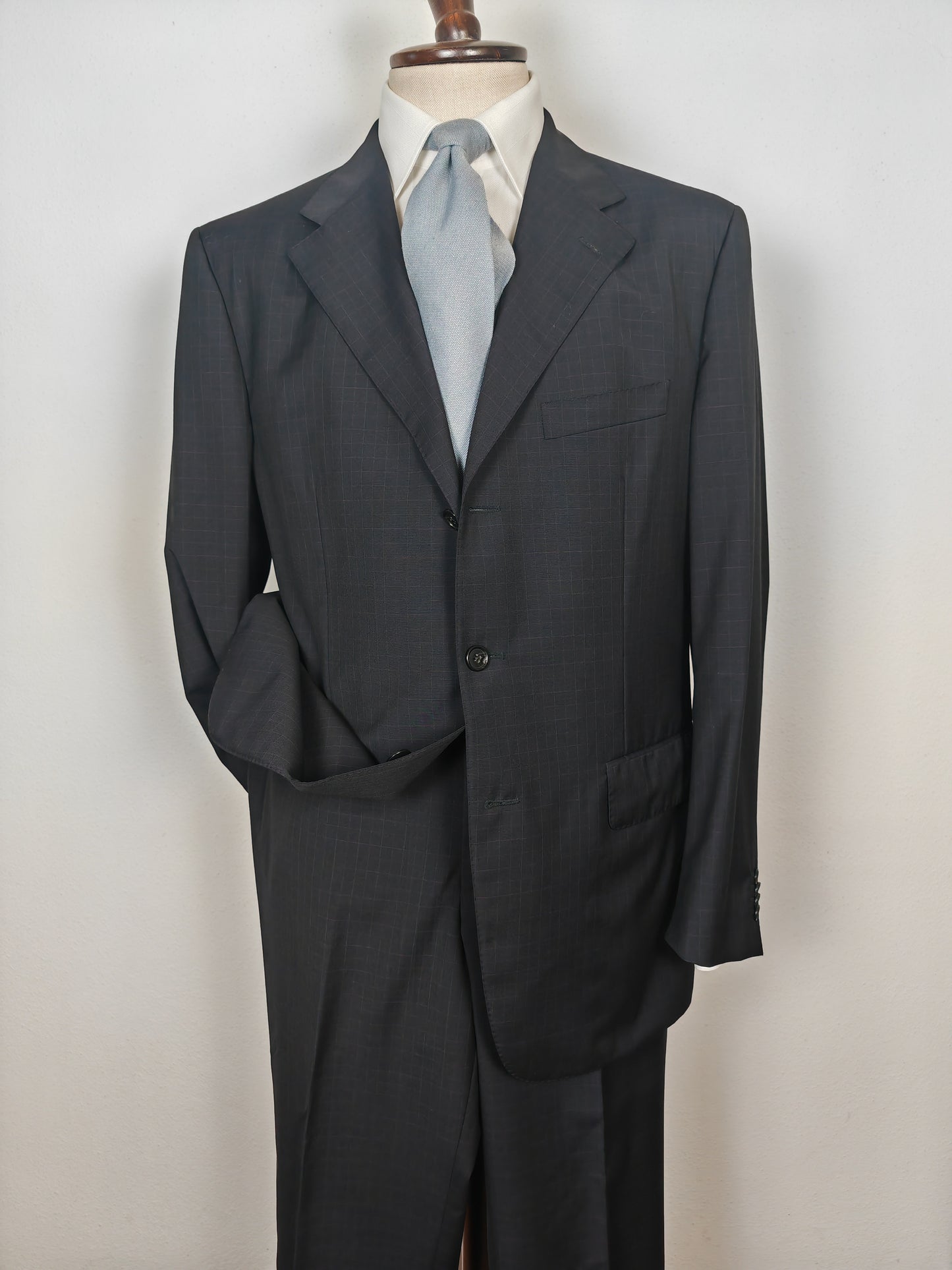 Completo Corneliani estivo in fresco lana blu a quadri - tg. 54