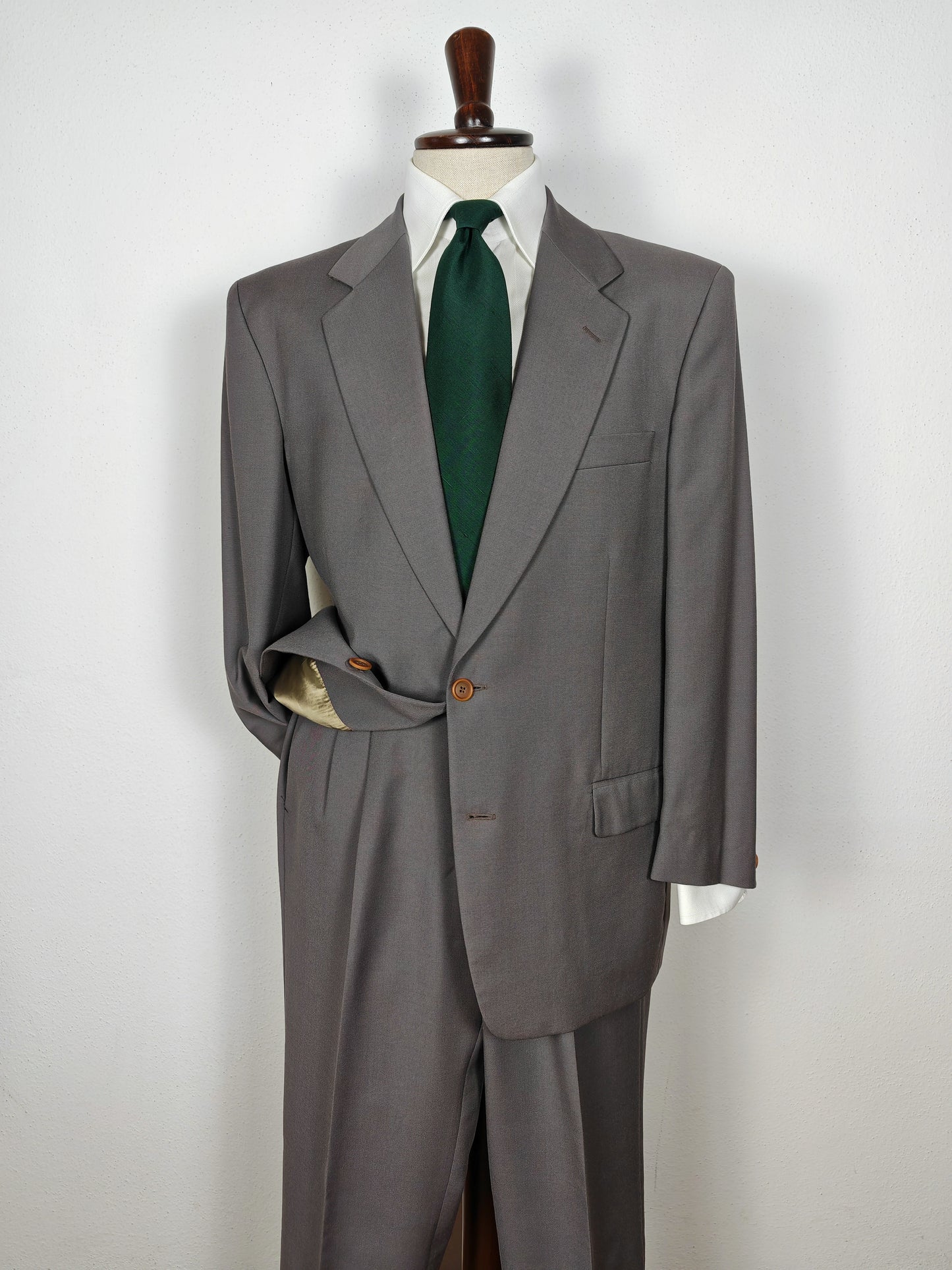 Completo anni '80 in fresco lana verde-grigio - tg. 50/52