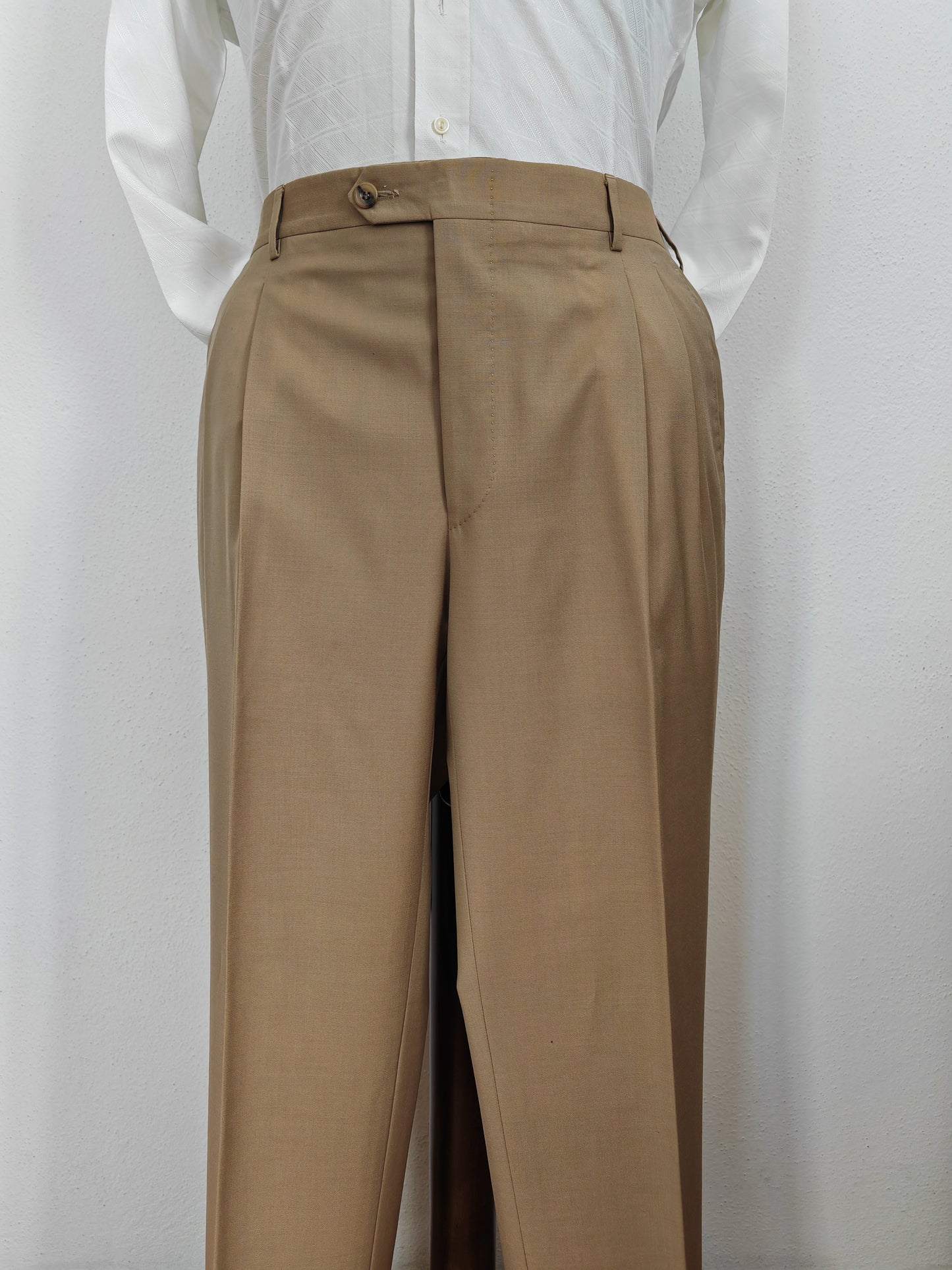 Completo anni '80 in fresco lana beige - tg. 52