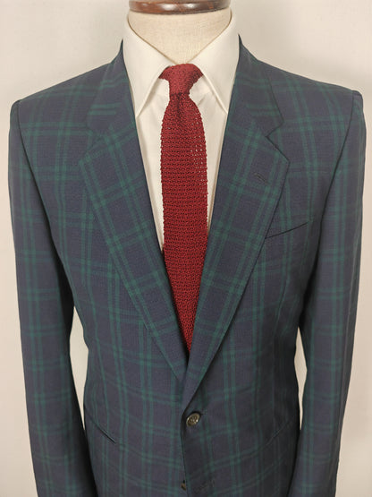 Giacca Corneliani anni '80 in fresco lana tartan black watch - tg 46/48