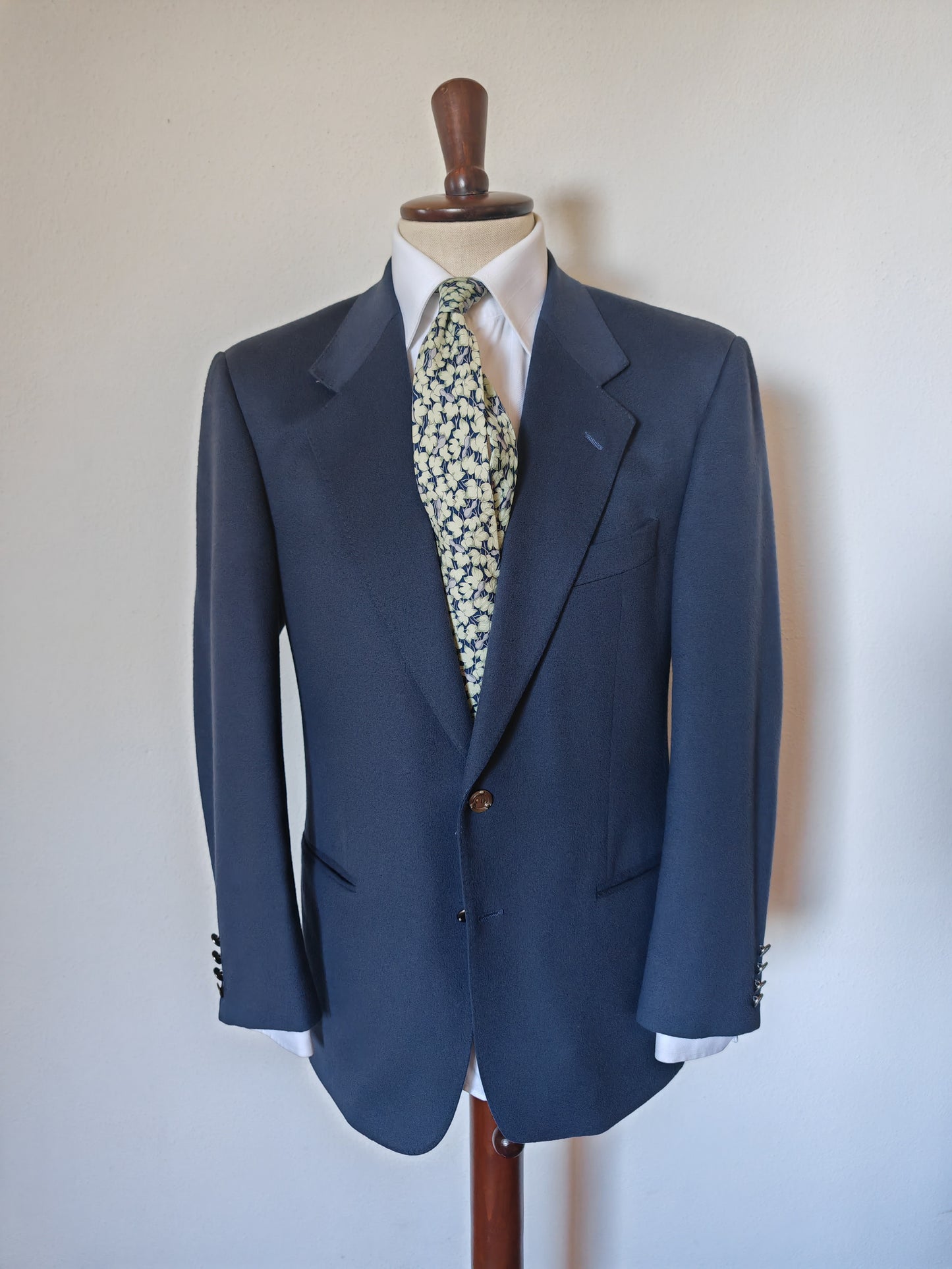 Blazer navy Christian Dior in panno di lana con bottoni metallici logati - tg. 48/50