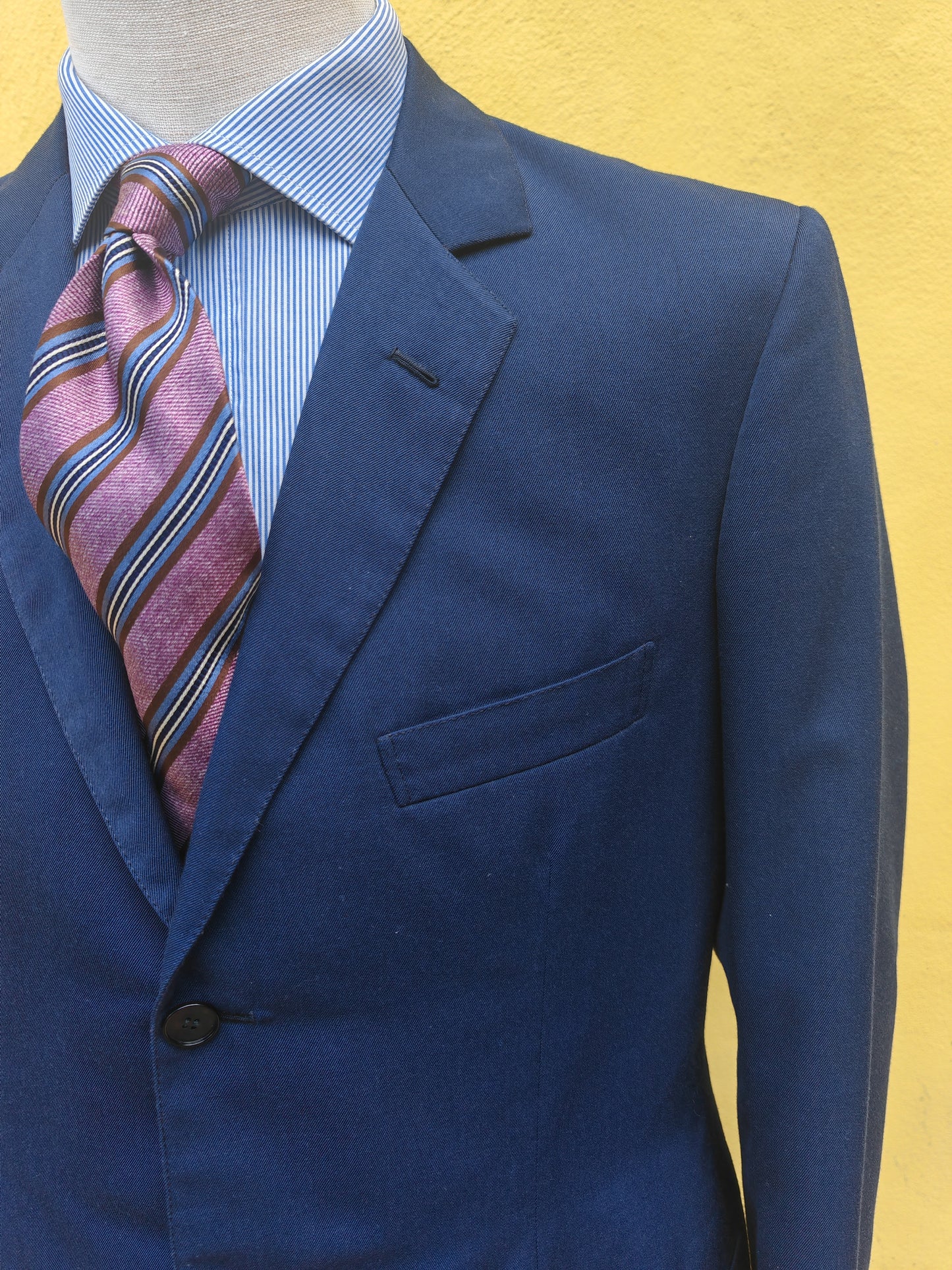 Completo sartoriale anni '60 twill di lana blu - tg. 50