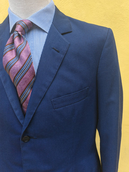 Completo sartoriale anni '60 twill di lana blu - tg. 50