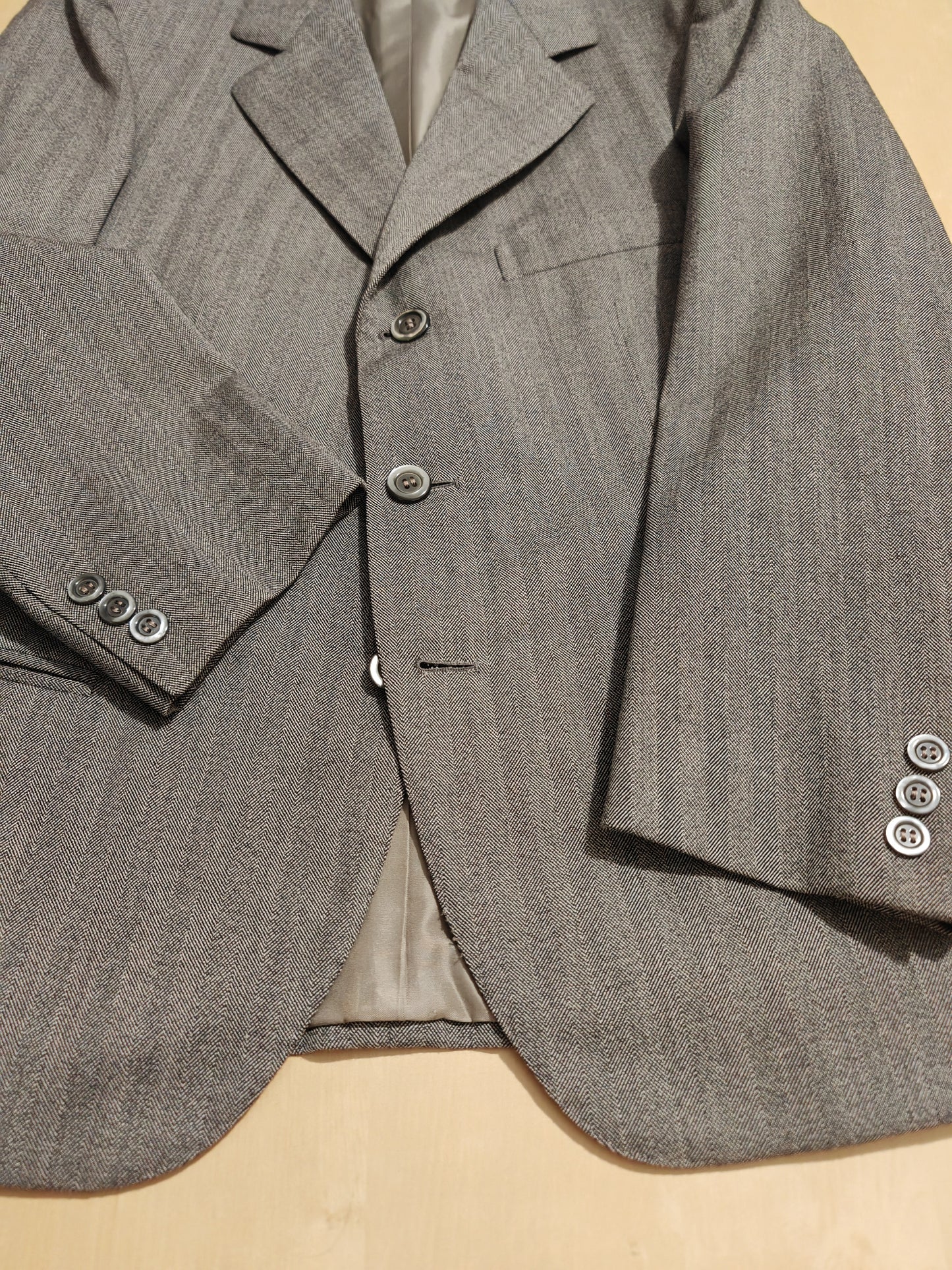 Giacca sartoriale anni '60/'70 herringbone grigio - tg. 46/48 corta