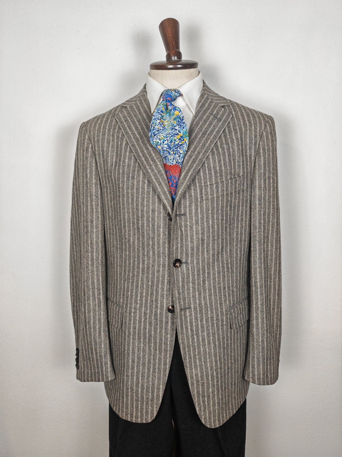 Giacca Pal Zileri in flanella grigio chiaro gessato - tg. 50