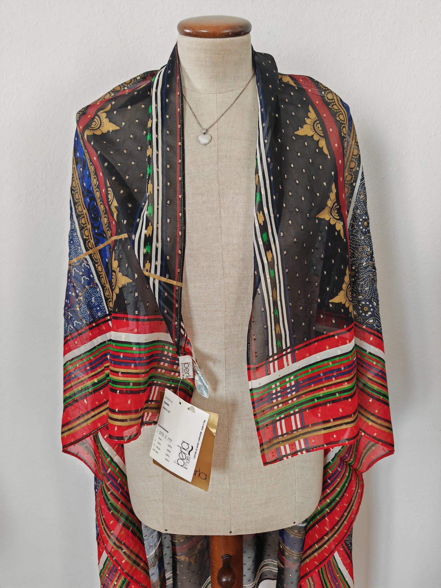 Pareo/pashmina in georgette di seta La Perla Mare anni '80 NOS