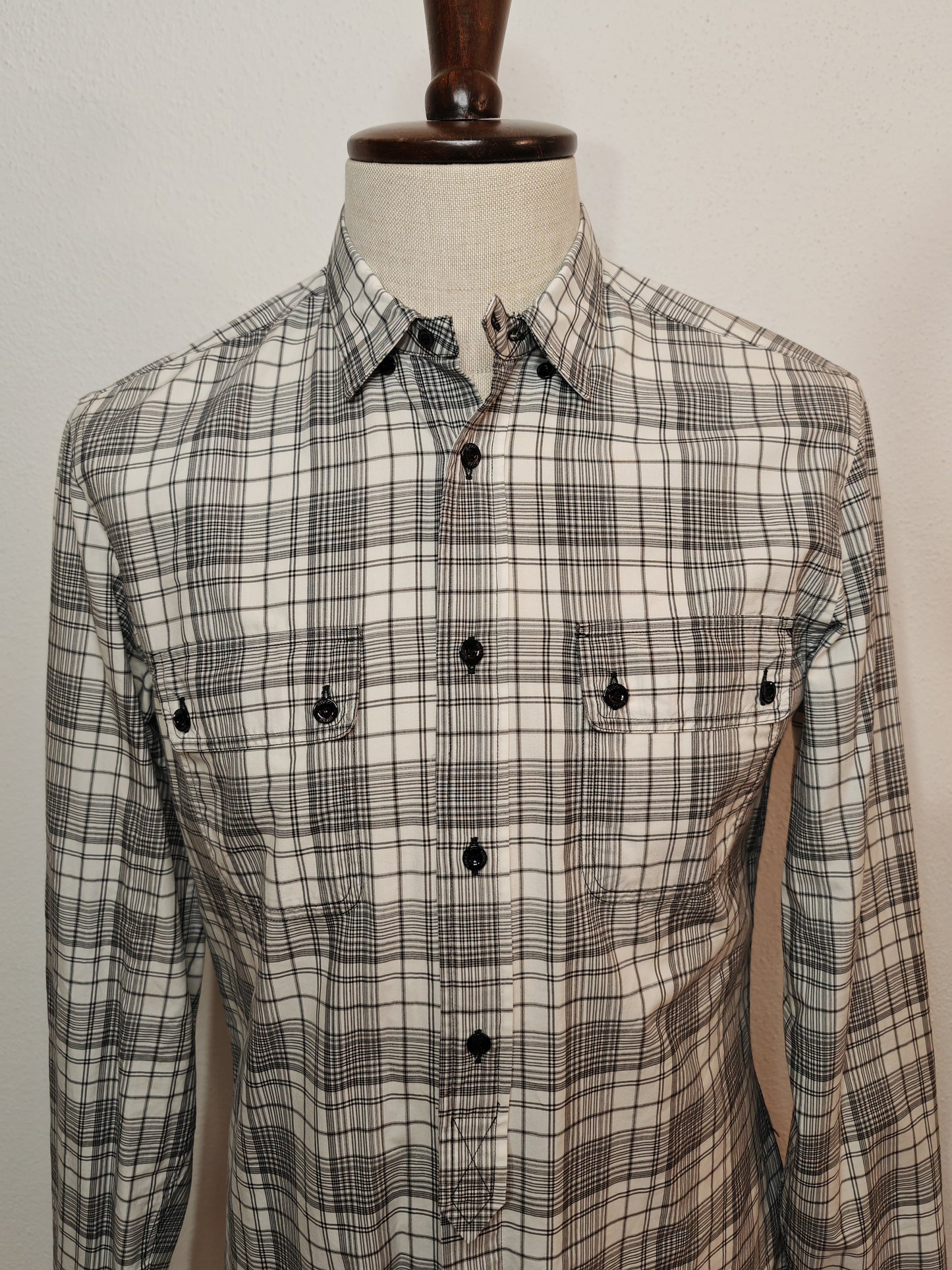 Camicia Gucci tartan bianco e nero - collo 39