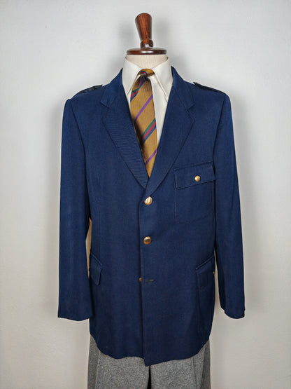 Blazer sartoriale anni '60/'70 in stile militare navy - tg. 56/58