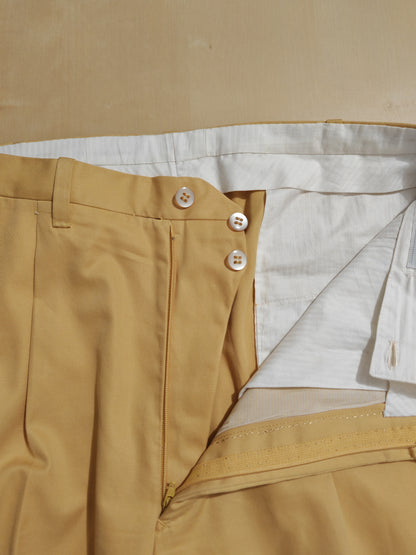 Pantalone sartoriale su misura in twill di cotone giallo crema - tg. 48