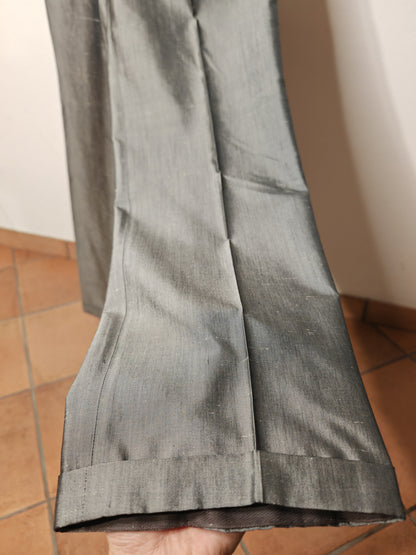 Pantalone anni '90 in pura seta shantung, nuovo fondo magazzino - tg. 50