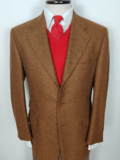 Giacca Yves Saint Laurent in tweed scozzese Crombie color tabacco - tg. 48