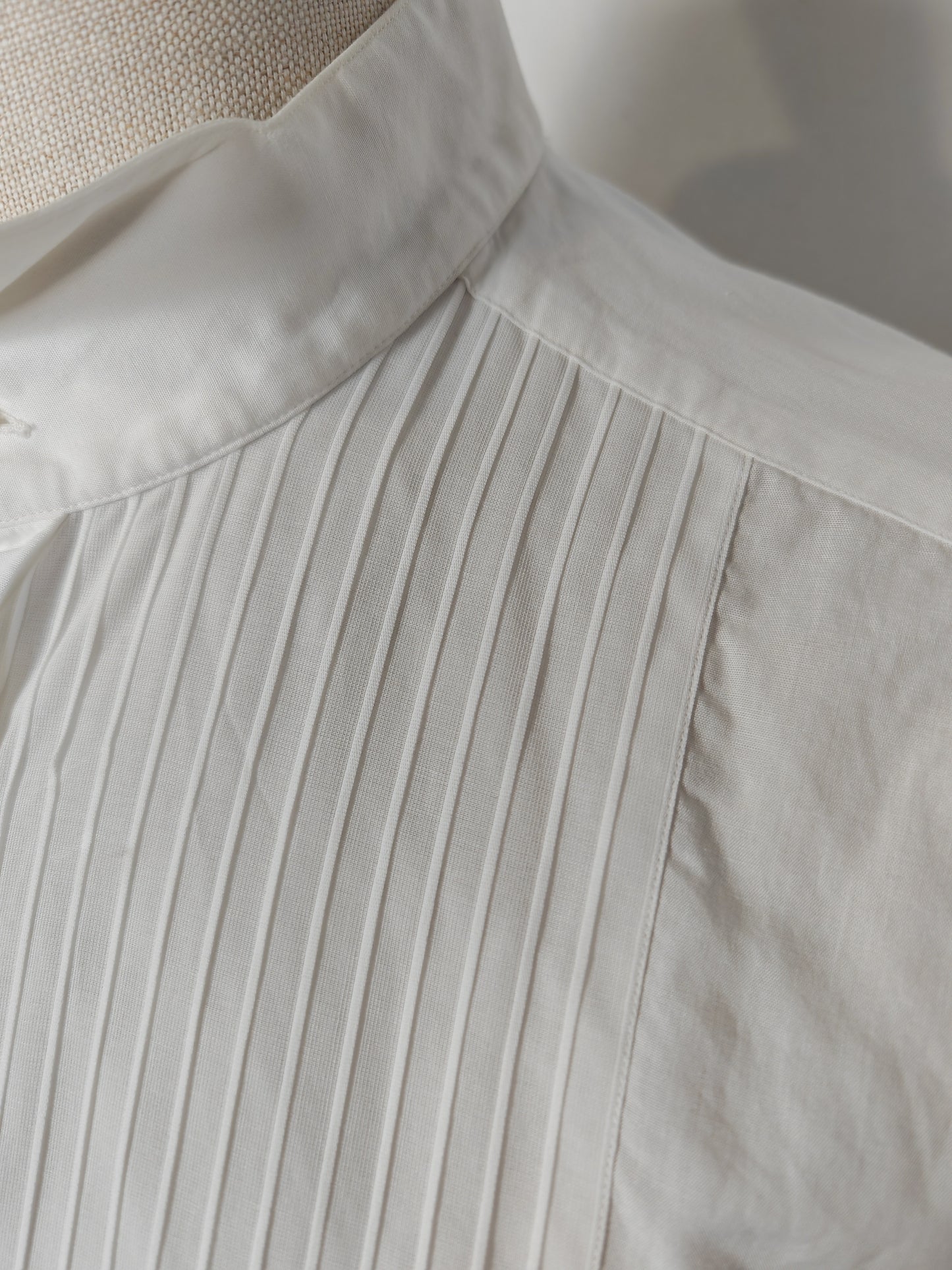 Camicia da smoking vintage collo diplomatico e sparato plissettato - tg. L/XL, collo 42/43