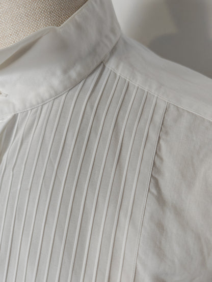 Camicia da smoking vintage collo diplomatico e sparato plissettato - tg. L/XL, collo 42/43