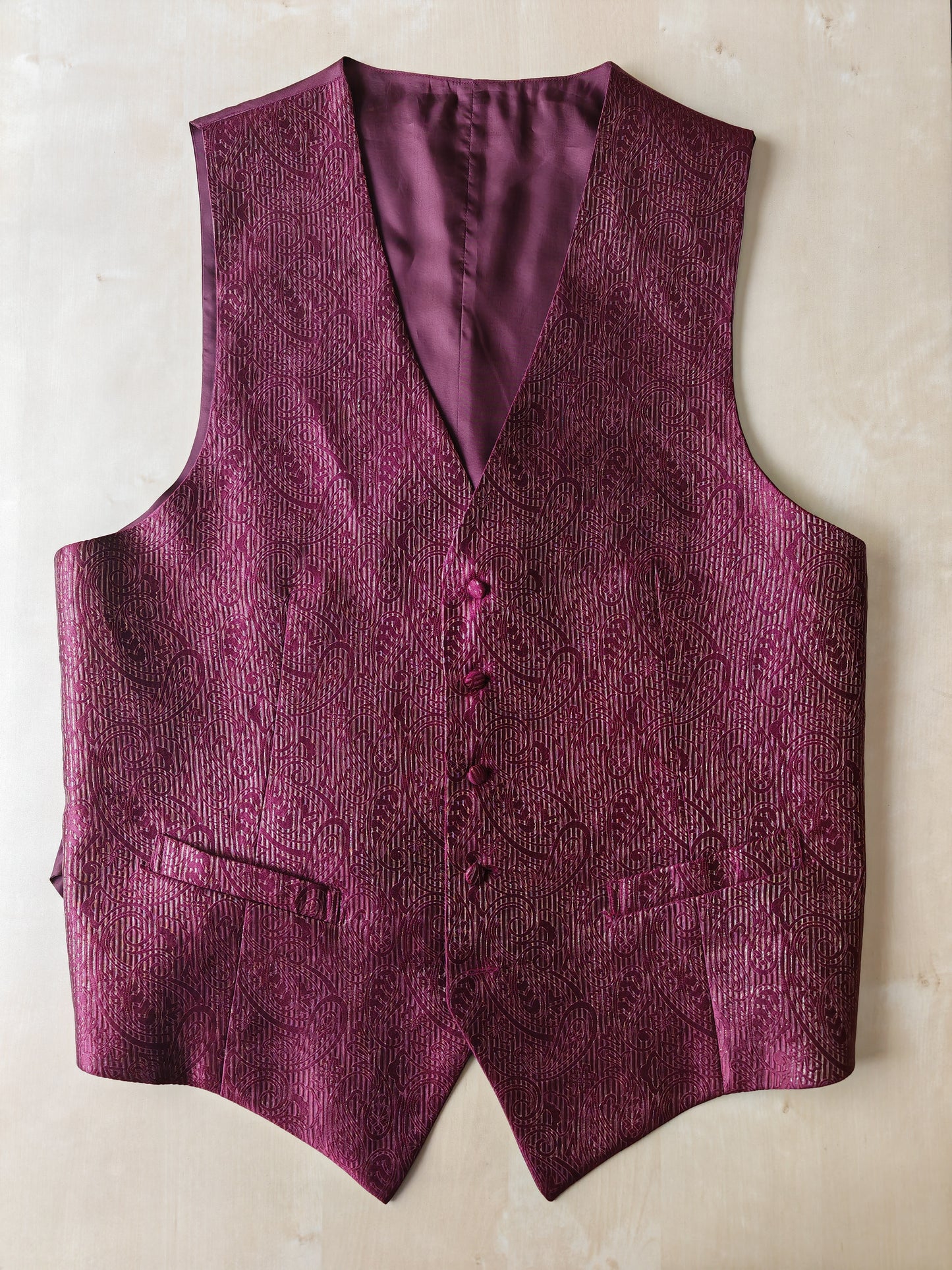 Panciotto anni '80 in pura seta canneté damascata - M