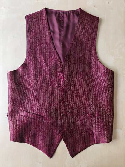 Panciotto anni '80 in pura seta canneté damascata - M