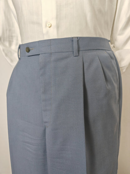 Completo anni '70 in tela di lana azzurro carta da zucchero - tg. 50