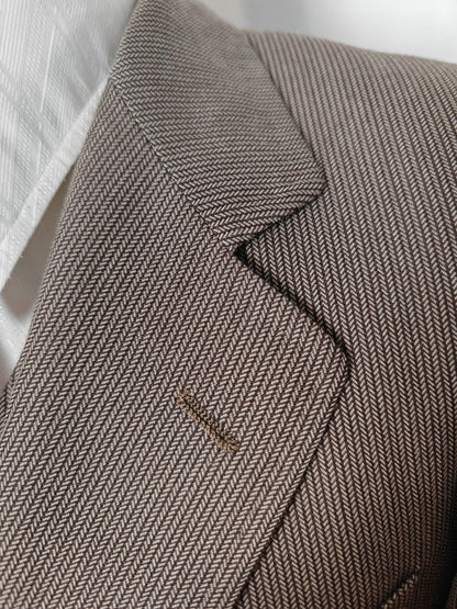 Completo 3 pezzi svasato anni '70 marrone spigato - tg. 44