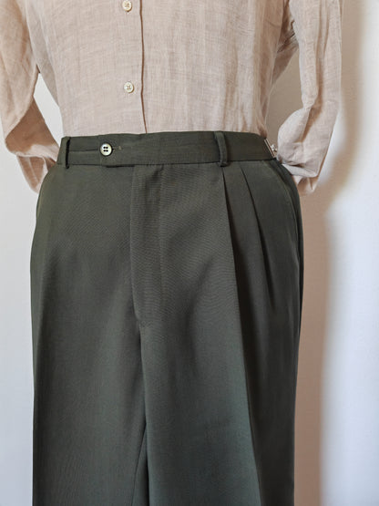 Pantalone in fresco lana color verde bosco - tg. 52