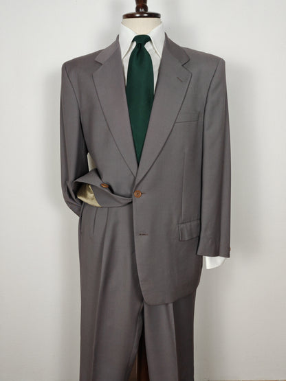 Completo anni '80 in fresco lana verde-grigio - tg. 50/52