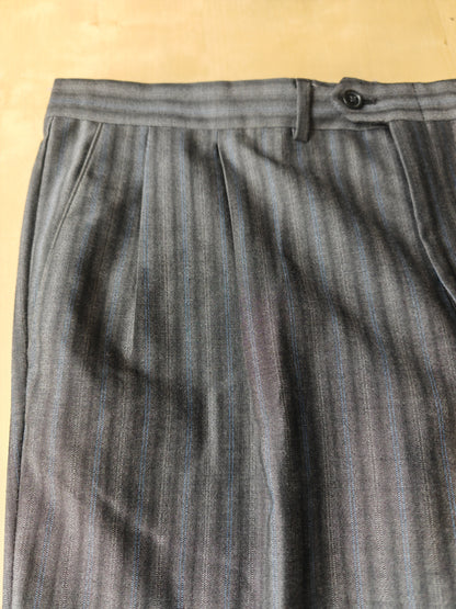 Completo anni '70/'80 tessuto Marzotto grigio a righe fresco lana - tg. 54/56