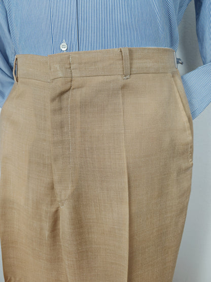 Pantalone anni '70 in tela misto lana beige - tg. 50