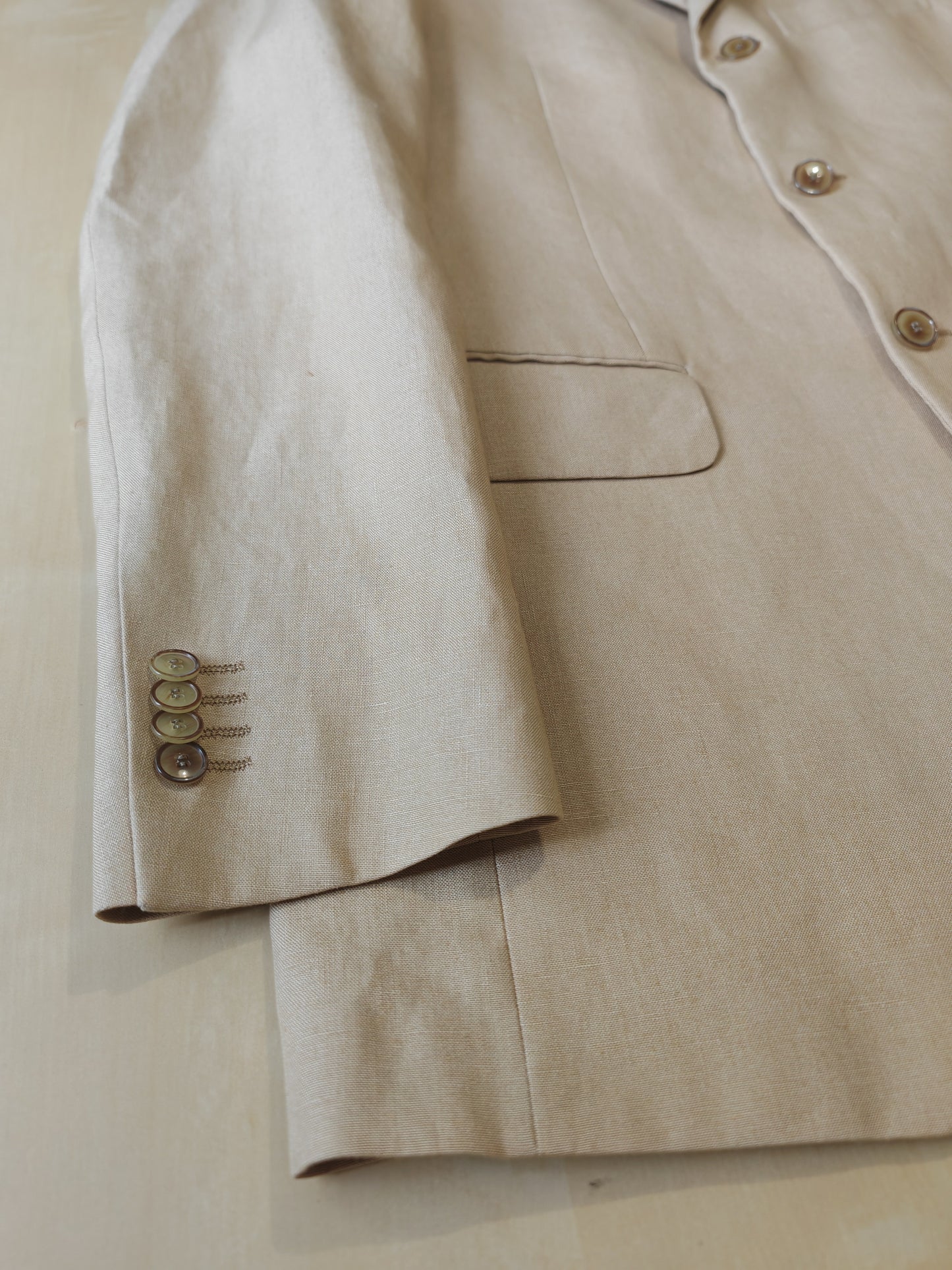 Completo anni '90 in puro lino irlandese beige - tg. 46/48