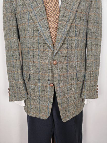 Giacca anni '80 in Harris Tweed finestrato - tg. 52/54