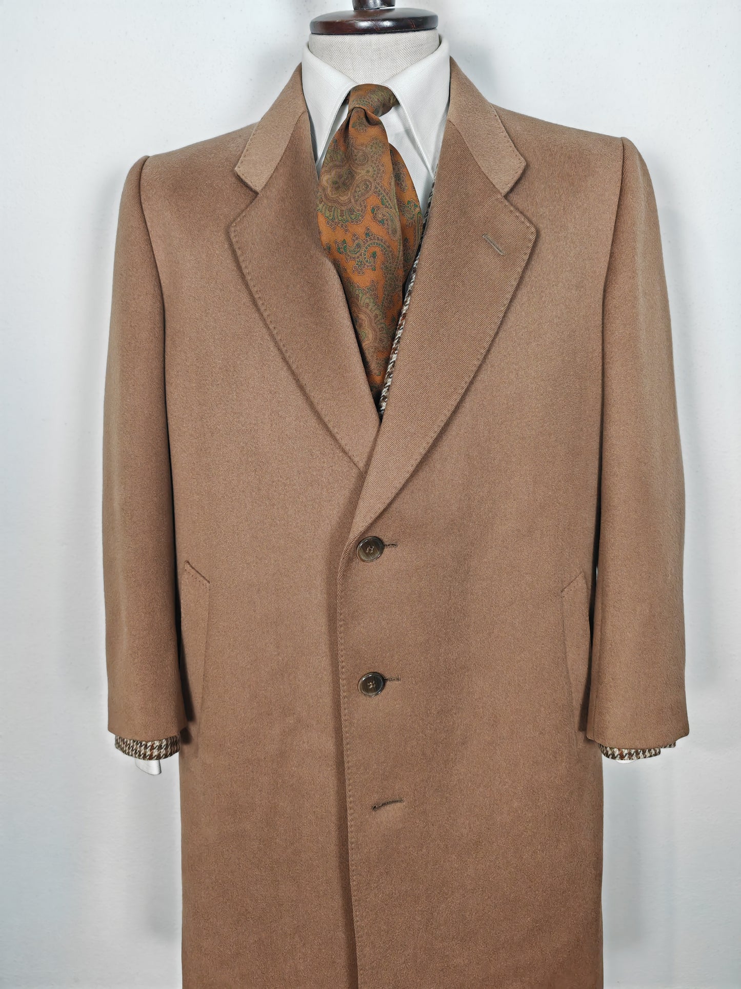 Cappotto anni '70 color cammello in twill di lana - tg. 50-54