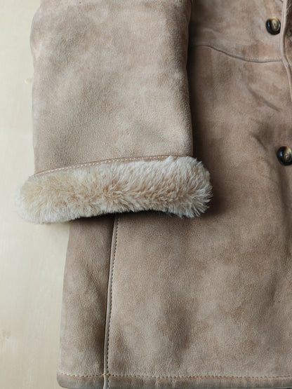 Montone shearling anni '70 doppiopetto color cammello - L/XL