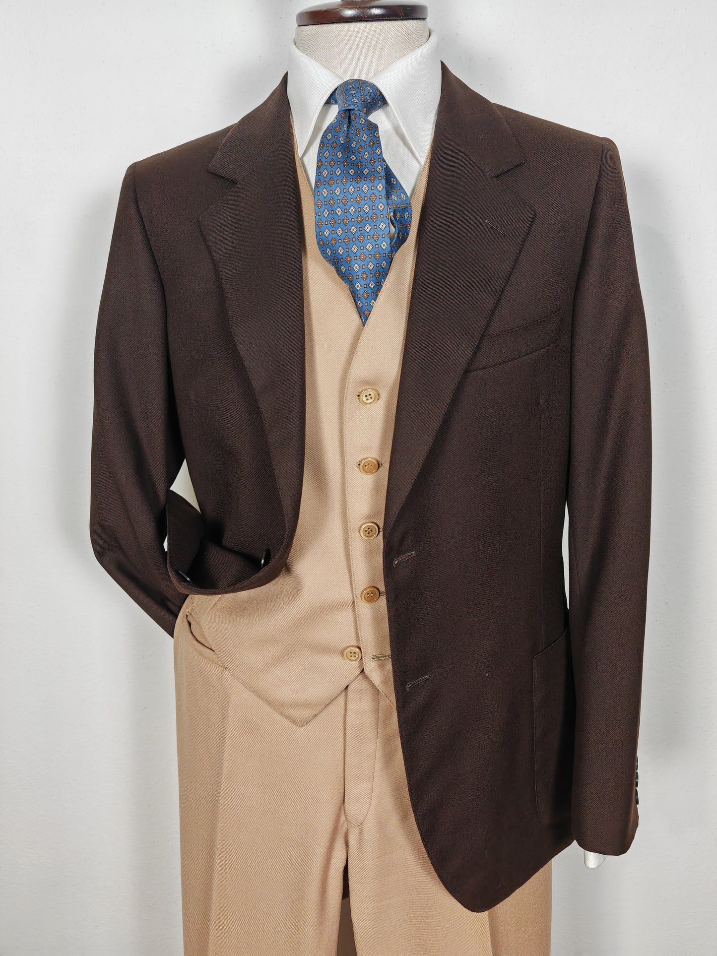 Completo sartoriale anni '70 tre pezzi bicolore - tg. 46/48