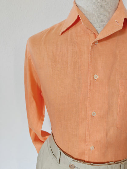 Camicia arancione 100% lino - collo 38 (S/M)