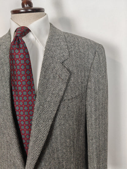 Giacca sartoriale anni '60/'70 in tweed spinato misto alpaca - tg. 56 lunga