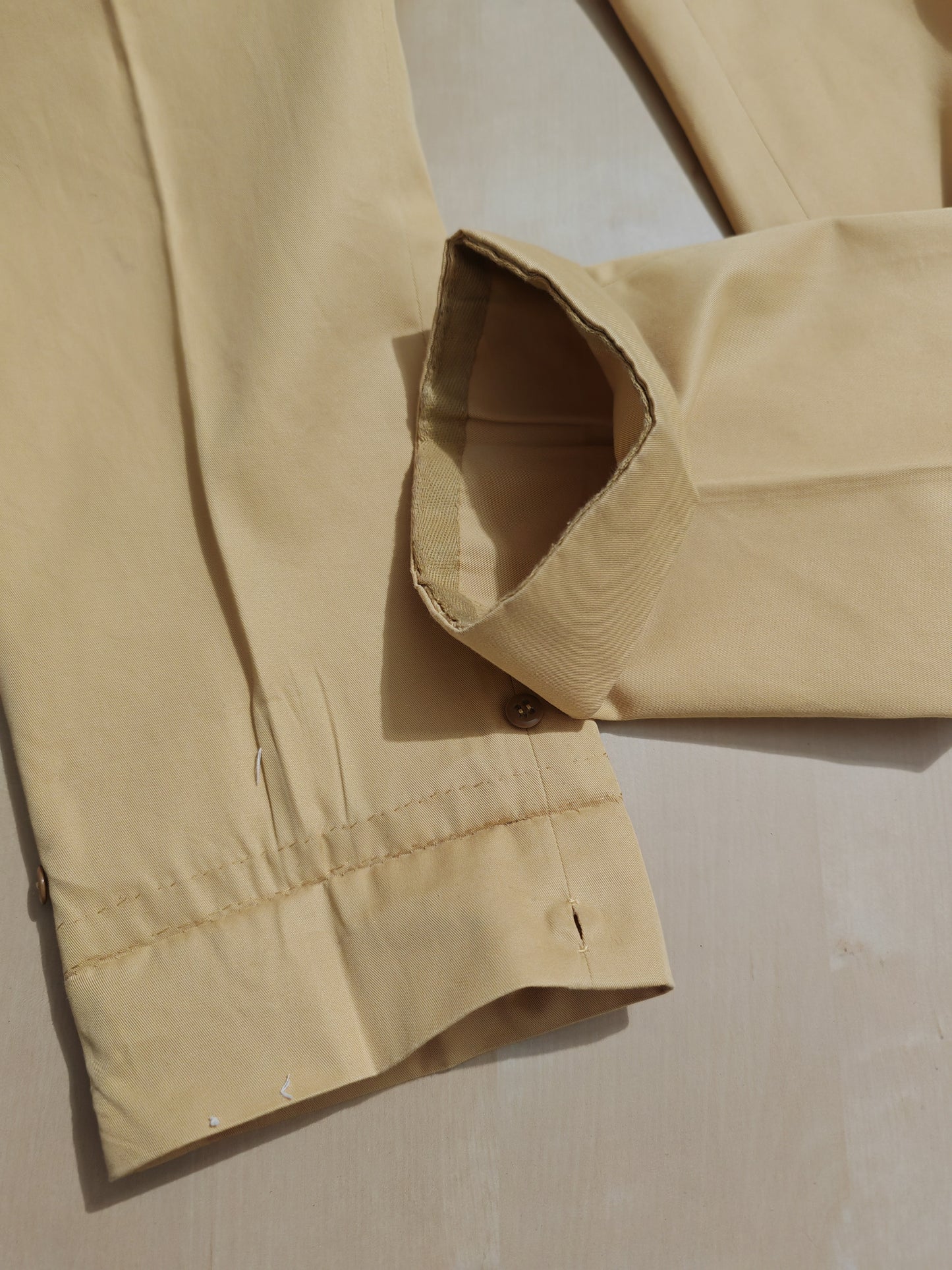 Pantalone sartoriale su misura in twill di cotone giallo crema - tg. 48