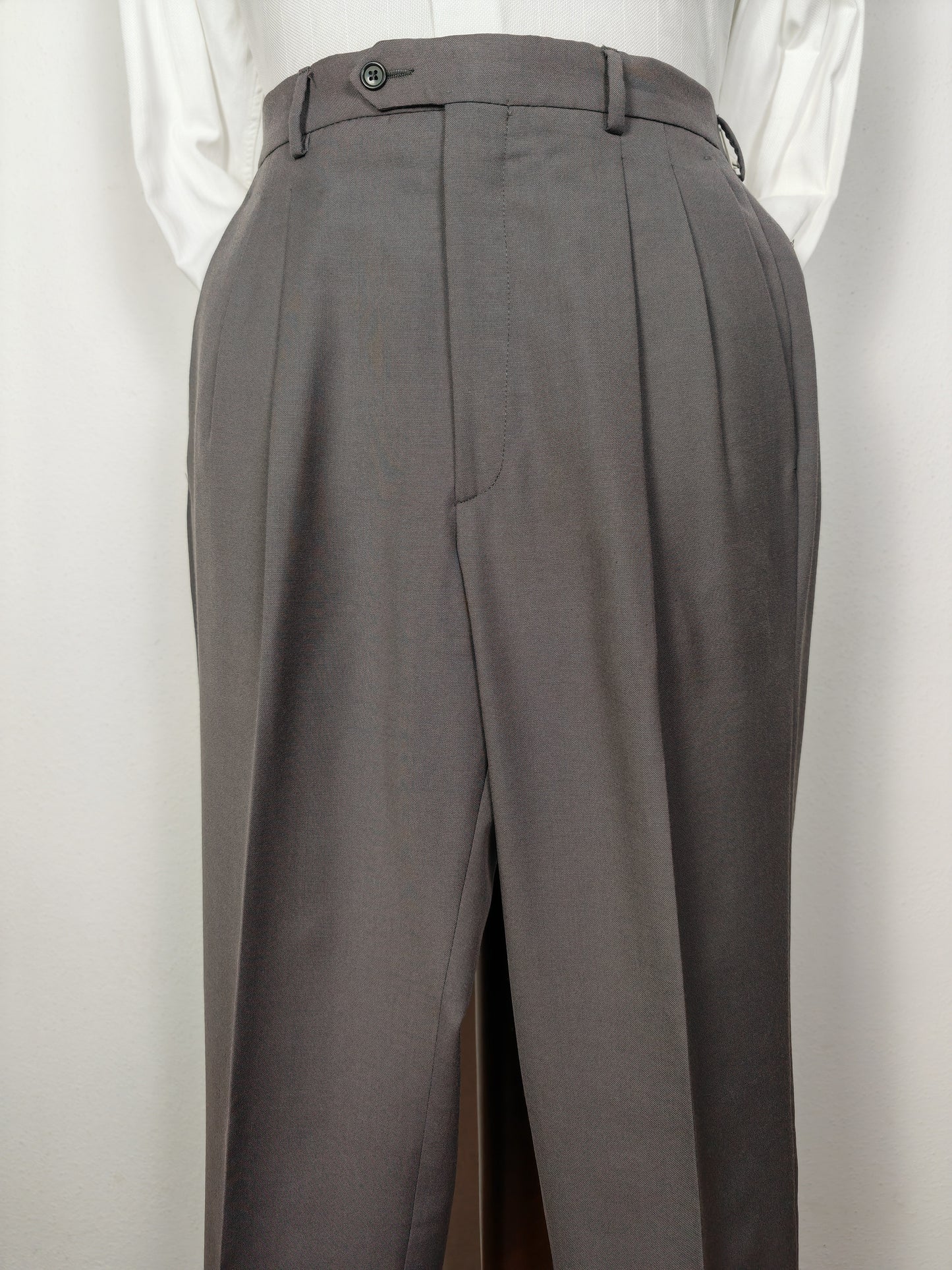 Completo anni '80 in fresco lana verde-grigio - tg. 50/52